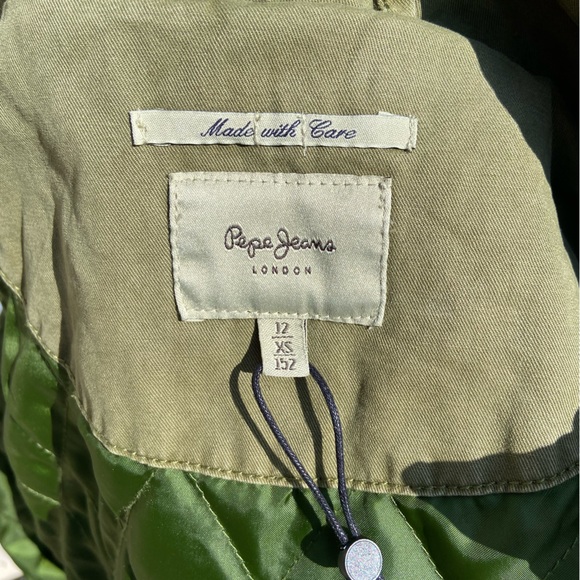 Girls Size 12 Pepe Jeans NWT khaki long army coat - Picture 3 of 7